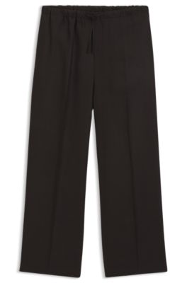 BOSS BY BECKHAM relaxed-fit linen pants, Dark Brown