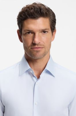 Slim-fit dress shirt in Italian cotton, White