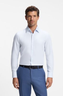 Slim-fit dress shirt in Italian cotton, White