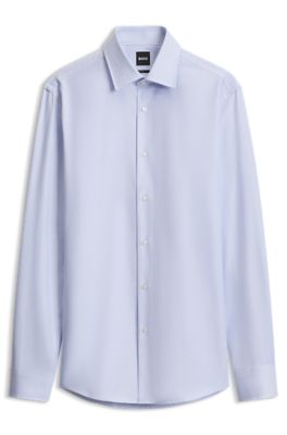 Slim-fit dress shirt in Italian cotton, Light Blue