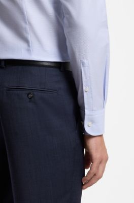 Slim-fit dress shirt in Italian cotton, Light Blue