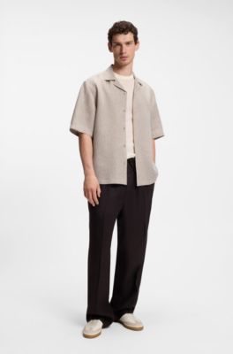 BOSS BY BECKHAM camisa relaxed fit de lino, Beige