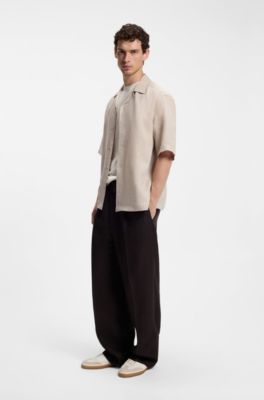 BOSS BY BECKHAM camisa relaxed fit de lino, Beige