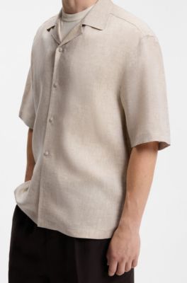 BOSS BY BECKHAM camisa relaxed fit de lino, Beige
