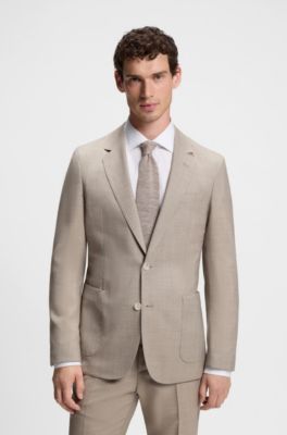 BOSS BY BECKHAM slim-fit suit jacket in virgin wool, Light Beige