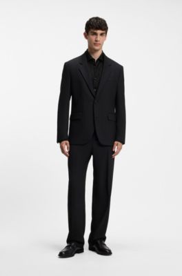 Slim-fit shirt with allover croquet-themed pattern, Black