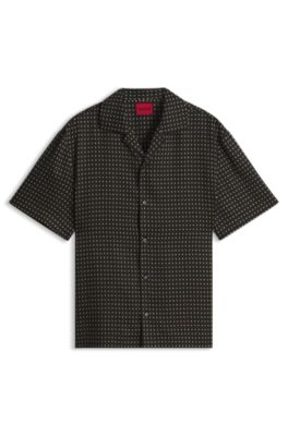 Chemise Oversize imprim&eacute;e, Noir