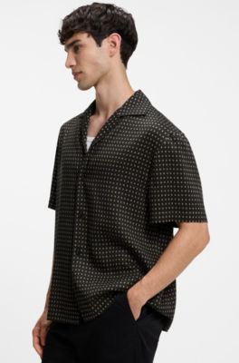 Chemise Oversize imprim&eacute;e, Noir