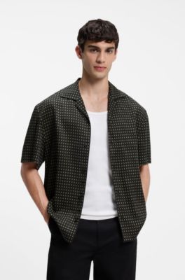 Chemise Oversize imprim&eacute;e, Noir