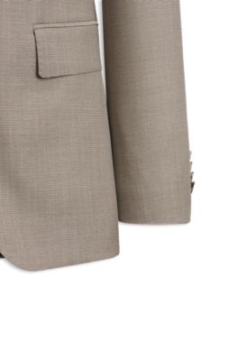 Costume Slim deux pi&egrave;ces en laine vierge, Brun chin&eacute;