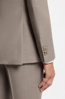 Traje slim fit de dos piezas en lana virgen, Marr&oacute;n claro