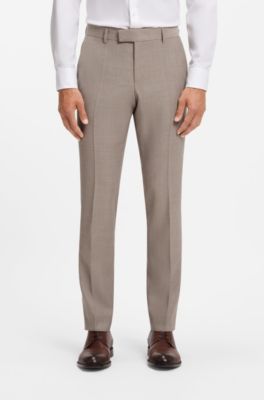 Costume Slim deux pi&egrave;ces en laine vierge, Brun chin&eacute;