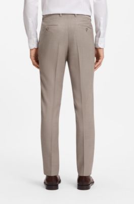 Costume Slim deux pi&egrave;ces en laine vierge, Brun chin&eacute;