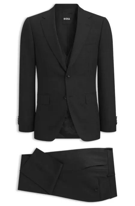 Micro-patterned slim-fit suit in Italian virgin wool