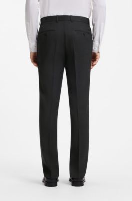 Traje slim fit de lana virgen italiana con microestampado, Negro