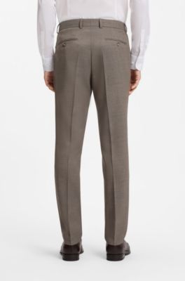 Traje slim fit de lana virgen italiana con microestampado, Marr&oacute;n claro