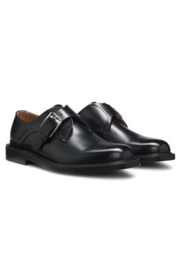 Runway monk shoes in Italian leather, Black