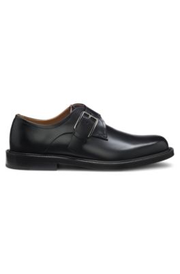 Runway monk shoes in Italian leather, Black