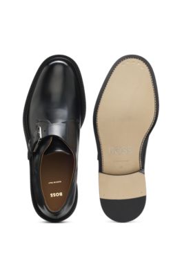 Runway monk shoes in Italian leather, Black