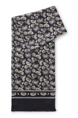 Fular de seda con dise&ntilde;o Paisley, Azul oscuro