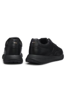 Lace-up leather sneakers, Black