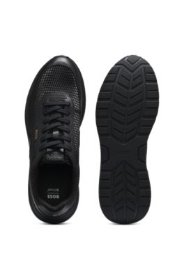 Lace-up leather sneakers, Black