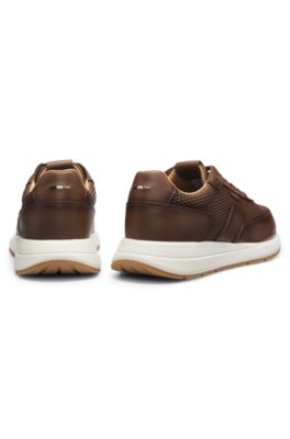 Lace-up leather sneakers, Brown