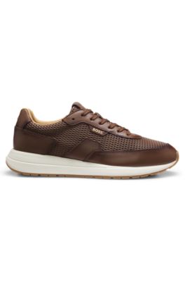 Lace-up leather sneakers, Brown