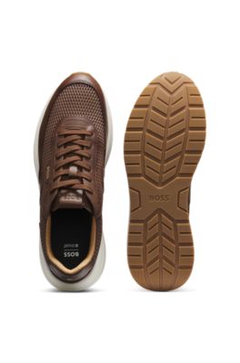 Lace-up leather sneakers, Brown