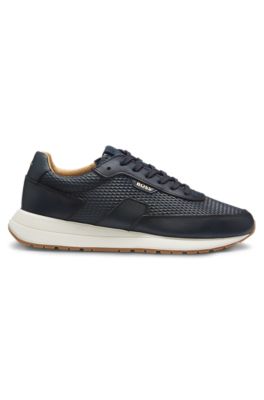 Lace-up leather sneakers, Dark Blue