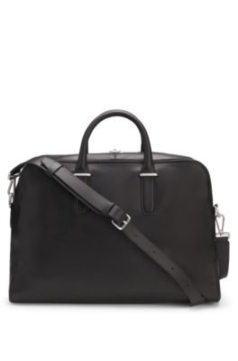 【訳あり】Hugo Boss TAILORED レザー　FINEST NAPPA BOSS - Nappa-leather jacket with two-way zip - Dark Brown
