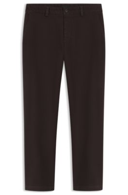 Chinos in structured stretch cotton, Dark Brown
