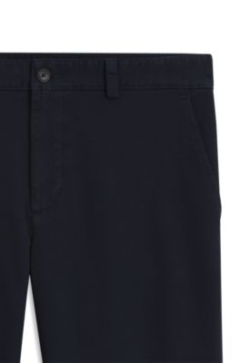 Chinos in structured stretch cotton, Dark Blue