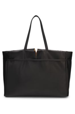 Runway BOSS Revers tote bag in leather, Black
