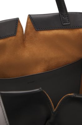 Runway BOSS Revers tote bag in leather, Black