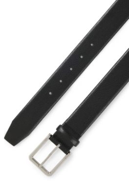 Grained leather belt with bomb&eacute; construction, Black
