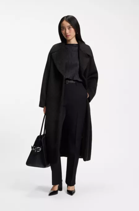 Cocoon-shaped coat in textured fabric