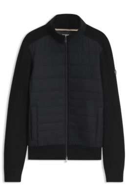 Zipper-front casual jacket in virgin wool, Black