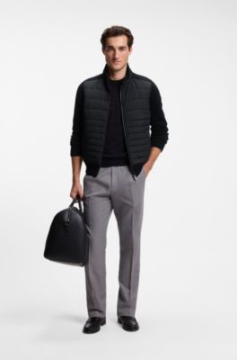 Zipper-front casual jacket in virgin wool, Black