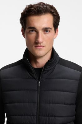 Zipper-front casual jacket in virgin wool, Black
