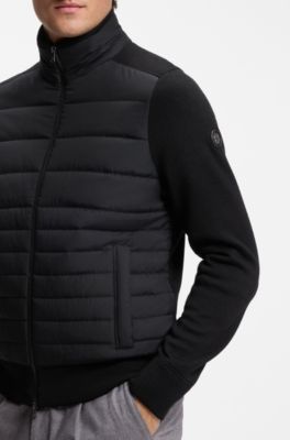 Chaqueta casual en lana virgen con cremallera, Negro