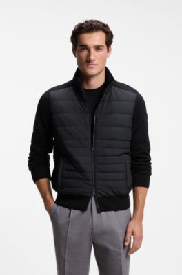 Zipper-front casual jacket in virgin wool, Black