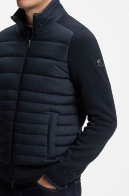 Zipper-front casual jacket in virgin wool, Dark Blue