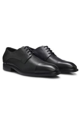Italian-made Derby shoes in grained leather, Black