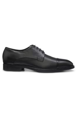 Italian-made Derby shoes in grained leather, Black