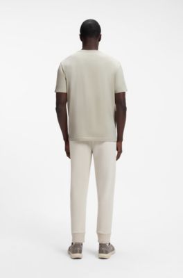 Stretch-cotton T-shirt with graphic print, Light Beige