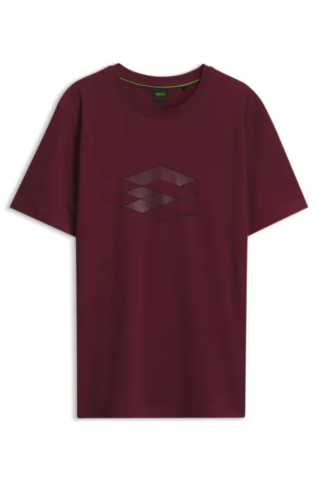 Stretch-cotton T-shirt with graphic print