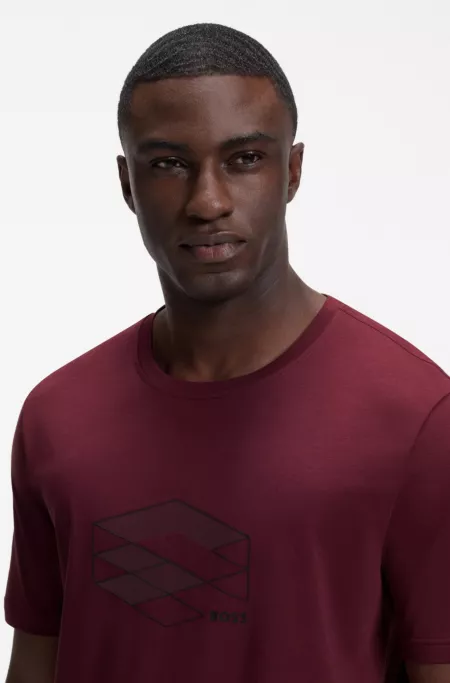 Stretch-cotton T-shirt with graphic print