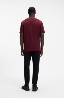 Stretch-cotton T-shirt with graphic print, Dark pink