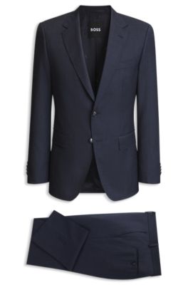 Slim-fit two-piece wool suit, Dark Blue